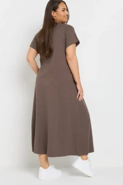 Yours Curve Brown Midaxi T Shirt Dress