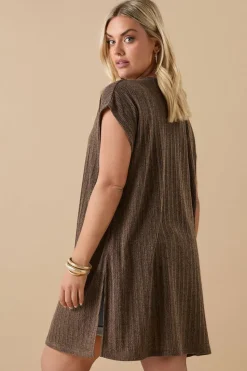 Yours Curve Chocolate Brown Ribbed Jersey Cardigan