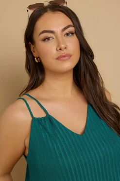 Yours Curve Emerald Green Textured Double Strap Mini Dress