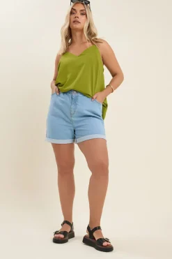 Yours Curve Green V-Neck Cami Top