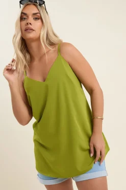 Yours Curve Green V-Neck Cami Top