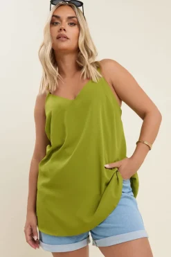 Yours Curve Green V-Neck Cami Top