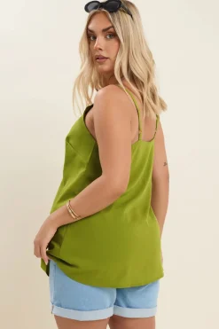 Yours Curve Green V-Neck Cami Top