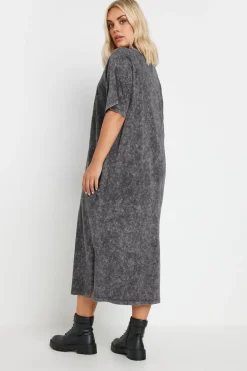 Yours Curve Grey Rose Graphic Print T Shirt Dress