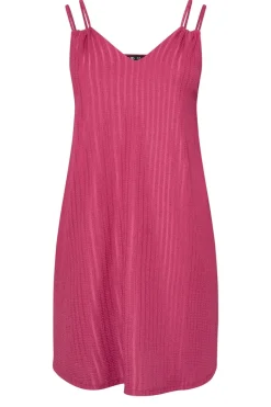 Yours Curve Hot Pink Textured Double Strap Mini Dress