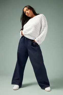 Yours Curve Indigo Blue Tie Detail Denim Jeans