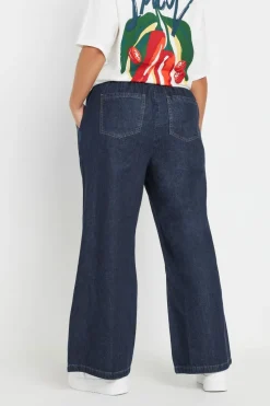 Yours Curve Indigo Blue Tie Detail Denim Jeans