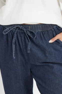 Yours Curve Indigo Blue Tie Detail Denim Jeans