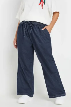 Yours Curve Indigo Blue Tie Detail Denim Jeans