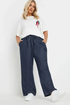 Yours Curve Indigo Blue Tie Detail Denim Jeans