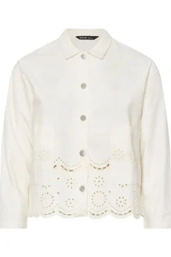 Yours Curve Ivory White Broderie Anglaise Twill Shacket