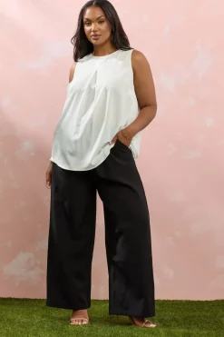 Yours Curve Ivory White Lace Insert Vest Top