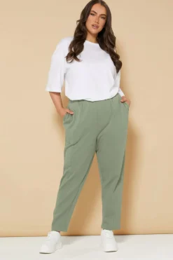 Yours Curve Khaki Green Barrel Joggers