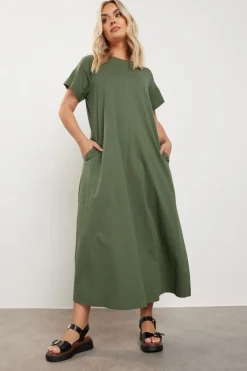 Yours Curve Khaki Green Midaxi T Shirt Dress