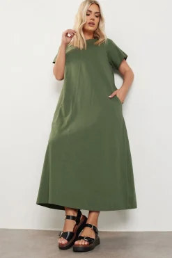 Yours Curve Khaki Green Midaxi T Shirt Dress