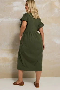 Yours Curve Khaki Green Peplum Midaxi Dress