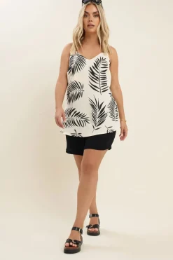 Yours Curve Natural Brown Palm Print Cami Top