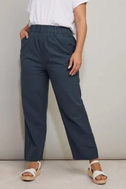 Yours Curve Navy Blue Cool Cotton Wide Leg Trousers