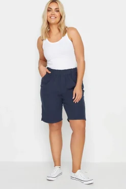 Yours Curve Navy Blue Cool Cotton Shorts