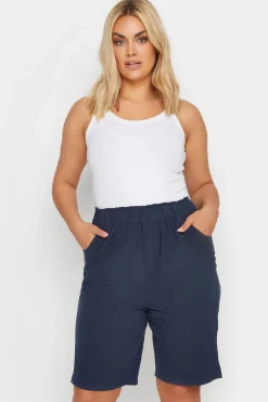 Yours Curve Navy Blue Cool Cotton Shorts