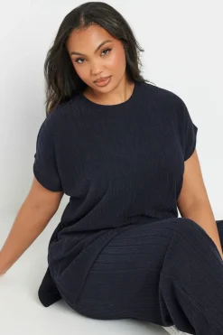 Yours Curve Navy Blue Knitted T Shirt