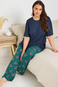 Yours Curve Navy Blue Ribbed Soft Touch Pyjama Top