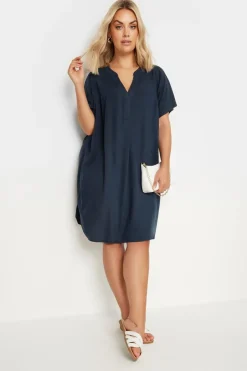 Yours Curve Navy Blue Short Sleeve Tunic Dress