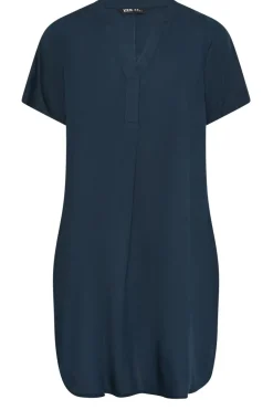 Yours Curve Navy Blue Short Sleeve Tunic Dress