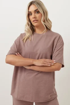 Yours Curve Pink Acid Wash Oversized Sweat T-Shirt