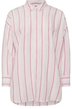 Yours Curve Pink Stripe Linen Shirt