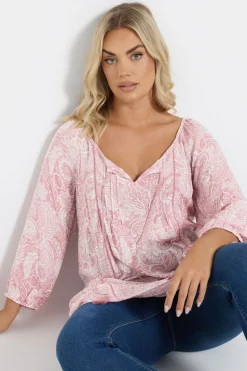 Yours Curve Pink Tie Front Top