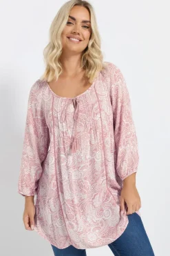 Yours Curve Pink Tie Front Top