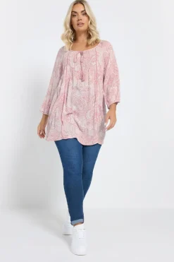 Yours Curve Pink Tie Front Top