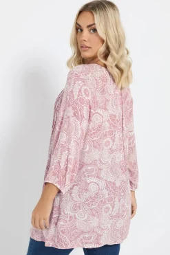 Yours Curve Pink Tie Front Top