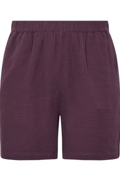 Yours Curve Purple Cotton Cheesecloth Shorts