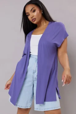 Yours Curve Purple Grown On Sleeve Jersey Cardigan