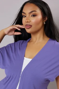 Yours Curve Purple Grown On Sleeve Jersey Cardigan