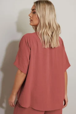 Yours Curve Rust Orange Button Detail Blouse