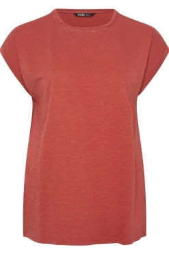 Yours Curve Rust Orange Crochet Trim Detail T-Shirt