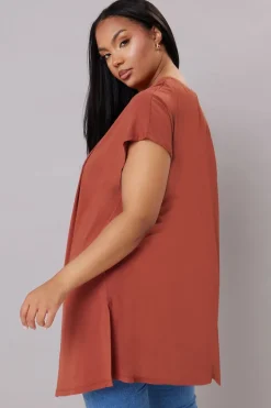 Yours Curve Rust Orange Grown On Sleeve Jersey Cardigan