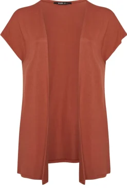 Yours Curve Rust Orange Grown On Sleeve Jersey Cardigan