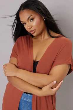 Yours Curve Rust Orange Grown On Sleeve Jersey Cardigan