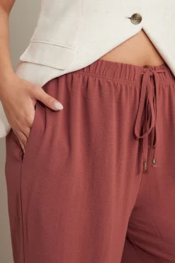 Yours Curve Rust Orange Twill Wide Leg Trousers