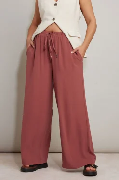 Yours Curve Rust Orange Twill Wide Leg Trousers