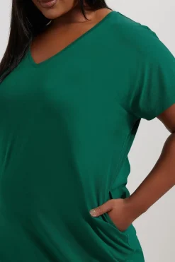 Yours Curve Teal Green Grown On Sleeve Midi Dress