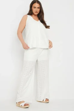 Yours Curve White Broderie Anglaise Waistcoat