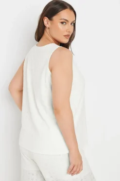 Yours Curve White Broderie Anglaise Waistcoat