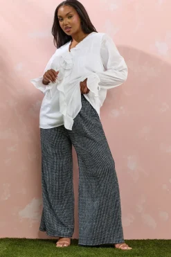 Yours Curve White Ruffle Tie Detail Blouse