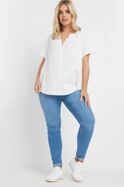 Yours Curve White Short Sleeve Cotton Blouse
