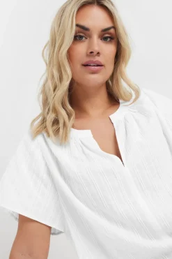 Yours Curve White Short Sleeve Cotton Blouse